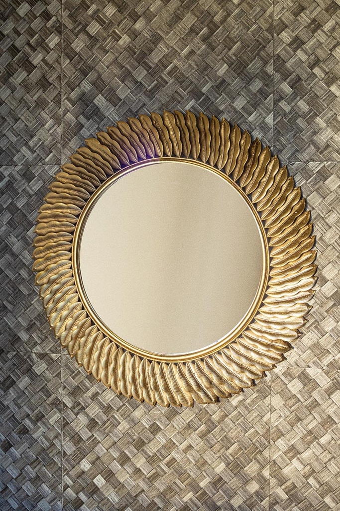 Posh Gold iron mirror leafs frame round 72.0x3.0x72.0 cm 