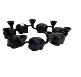 Candle holder elephants ALU RAW/MATT BLACK 35x28x9