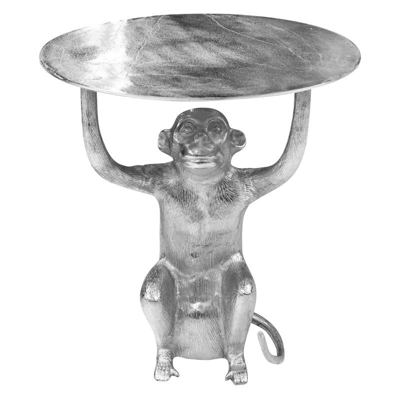 Side table w/monkey ALU RAW/NI 51x51x57