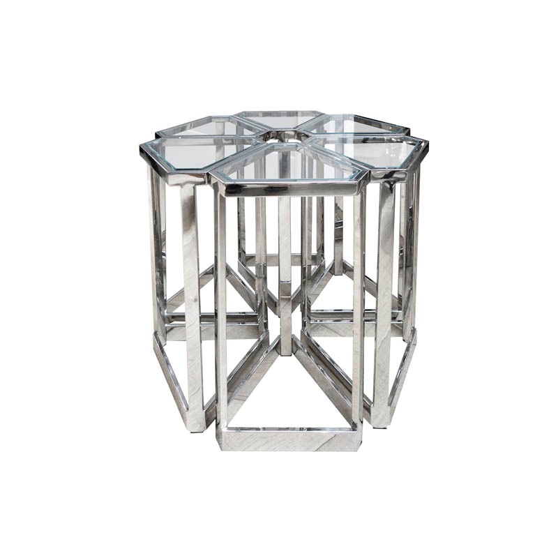 Side table Dallas glass SS/NI polished 52x62x64