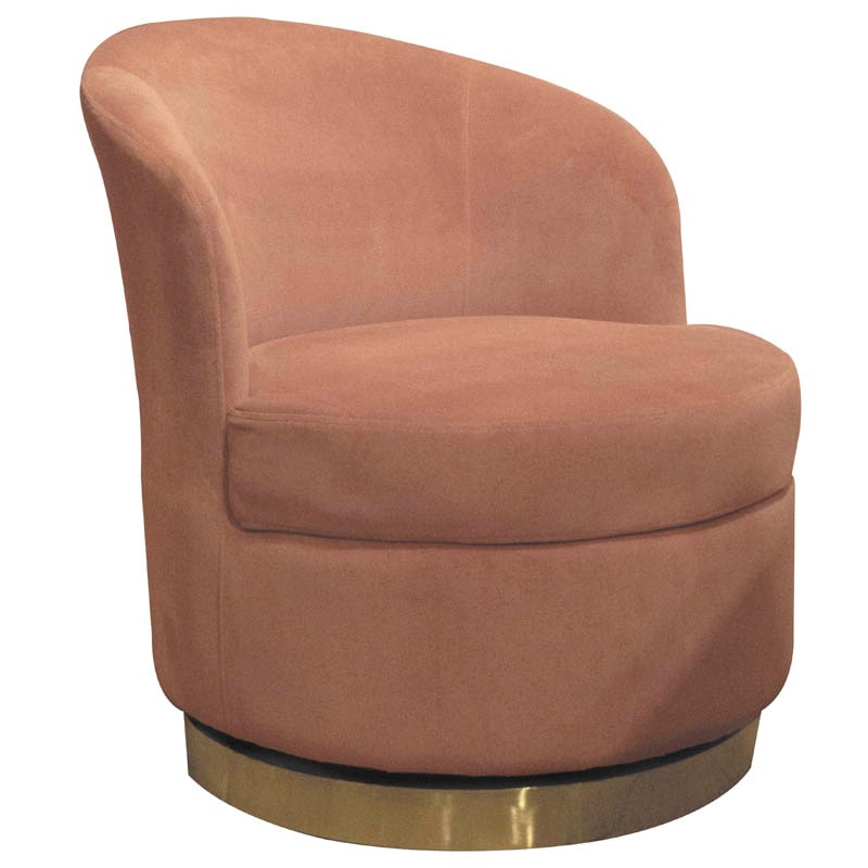 Armchair w/swivel Elise pink velvet brush.gold legs