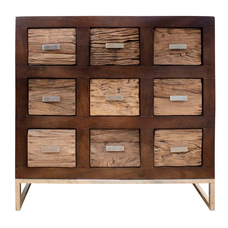 Chest reclaimed wood SS legs 80x35x85