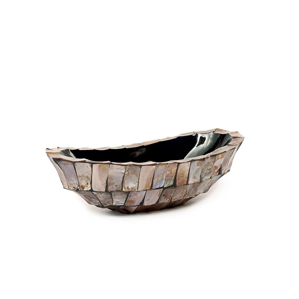 Vase Barge oval Mother of pearl Brown L46