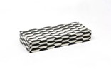 Box w/lid white/black RESIN/MDF 31x13x5