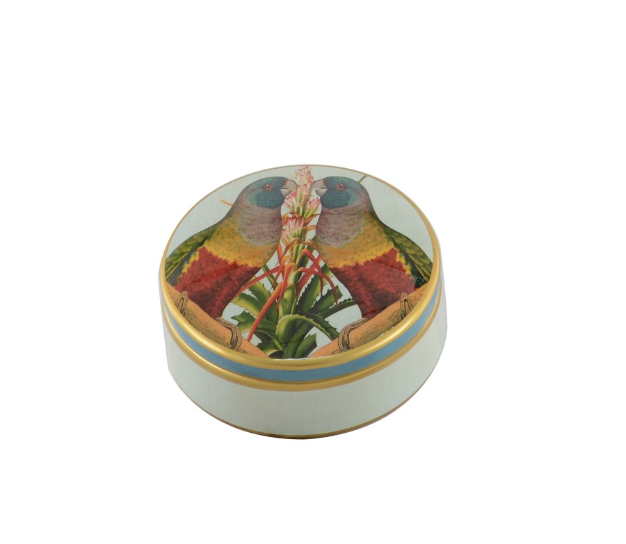 ROUND BOX 'MACAW' MULTICOLOR CERAMIC D17,5cm