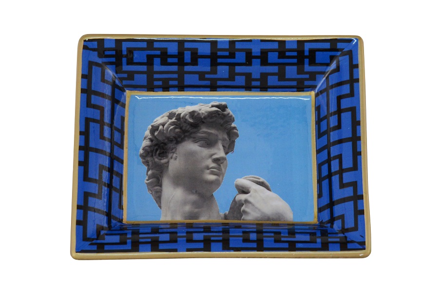 ASHTRAYS WHITE/BLUE/BLACK CERAMIC 'FIRENZE' 20x16
