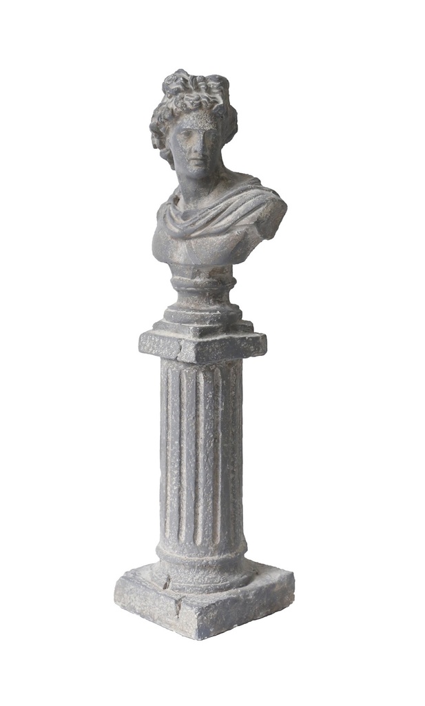 GREY RESIN ARTEMIS BUST ON PILLAR 20x15x64h