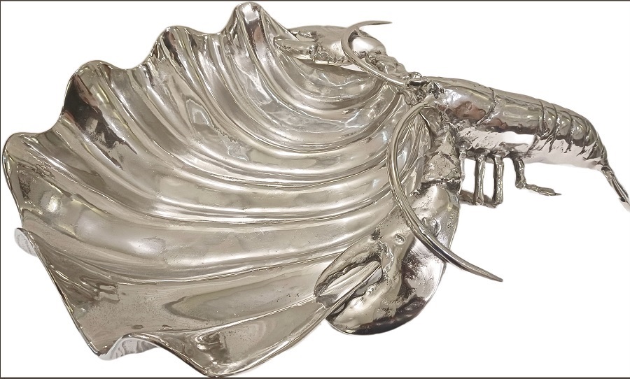PUNCH BOWL 'LOBSTER' NICKLE 62x44x16h