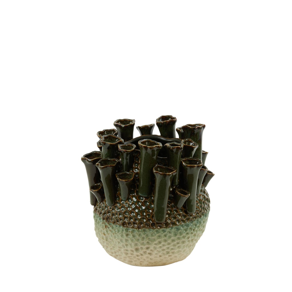 Vase deco Ø29x33 cm KYRAL ceramics brown-green+cream