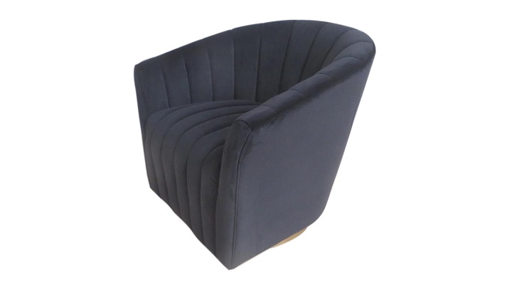 SWIVEL CHAIR 'PERUGIA' BLACK VELVET+A.BRASS FH 70x75x75h