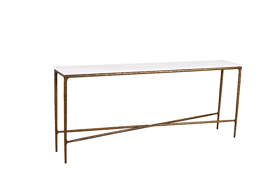 Console 'PATRAS' GOLD FRAME+WHITE MARBLE 180x30x75h