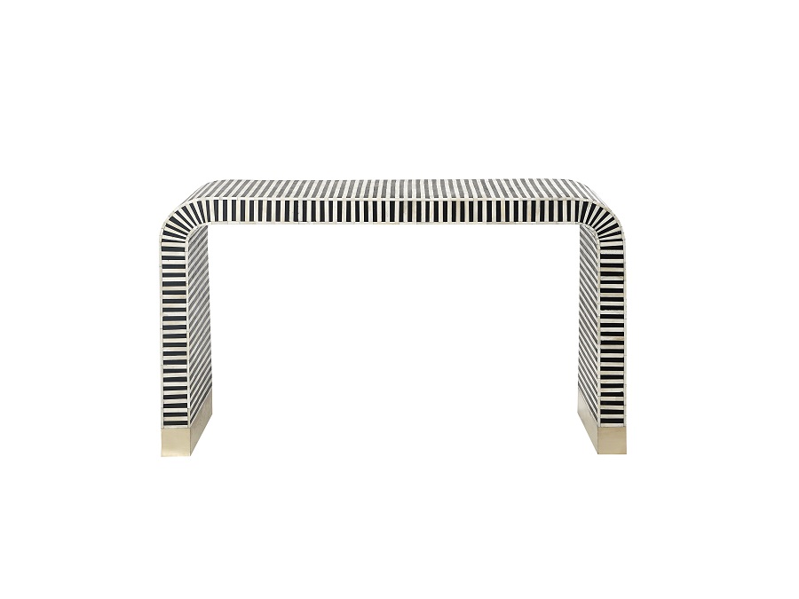 Console BLACK/WHITE BONE INLAY CURVED FH CONSOLE 132x40x76h