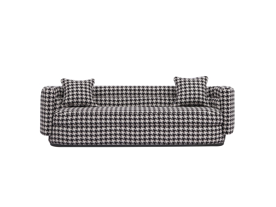 3 SEATER 'CARINGTON' PIED DE POULE FABRIC 220x82x70h