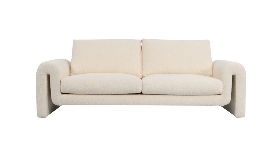 3 SEATER 'FLORIDA' CREAM BOUCLÉ FABRIC 220x93x71h