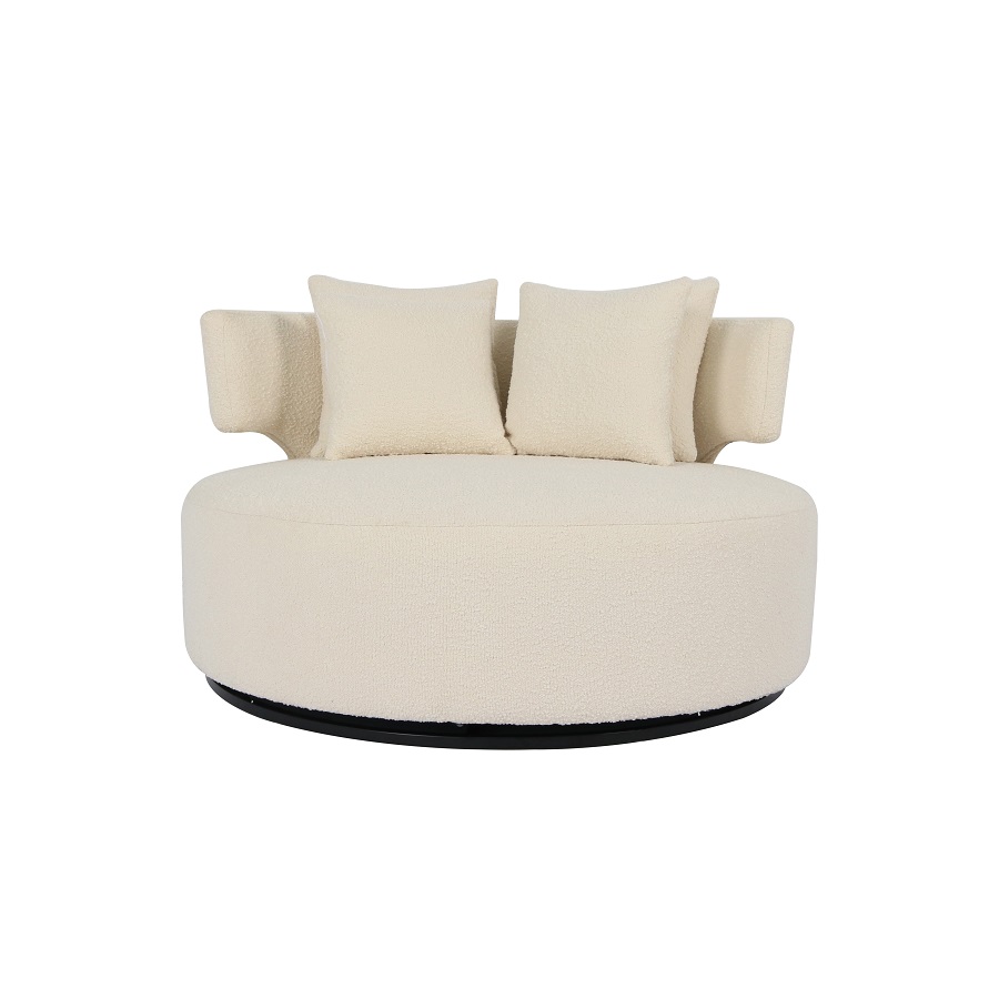 ROUND SWIVEL SOFA 'SAMOS' CREAM BOUCLÉ FABRIC D120x66h FH