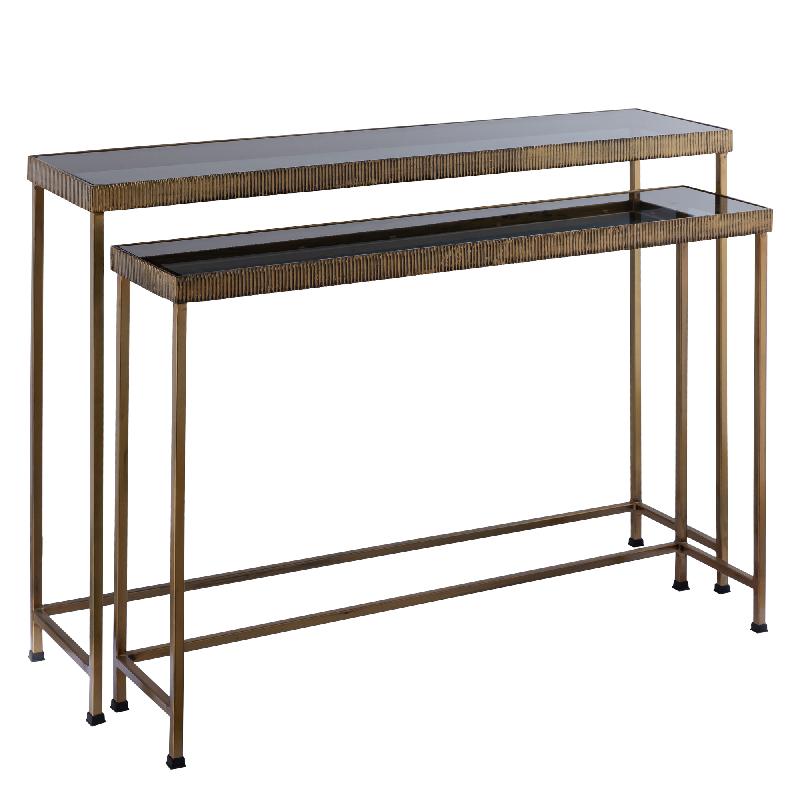 Thari Gold alu side table with glass top SV2 107.0 x 26.0 x 79.0 cm