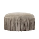 Eleora Taupe suede leather pouf fringes round S 50.0 x 25.0 x 50.0 cm