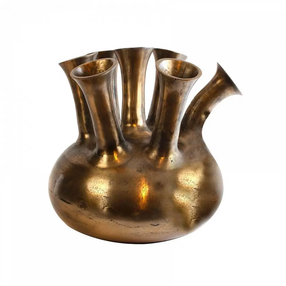 Vase 7 mouth ALU RAW/GOLD 40x40x38