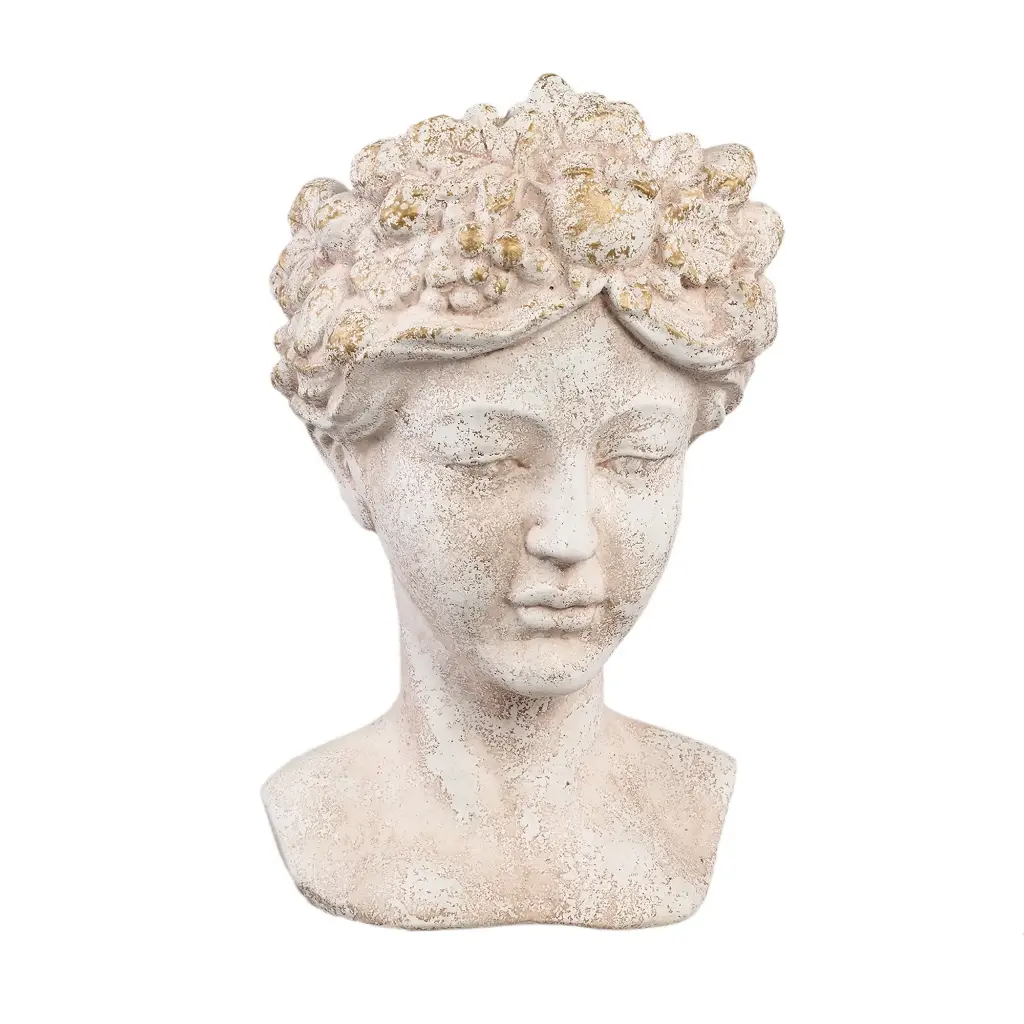 Sherlene Cream cement face shaped statue high 23 x 21,5 x 36 CM