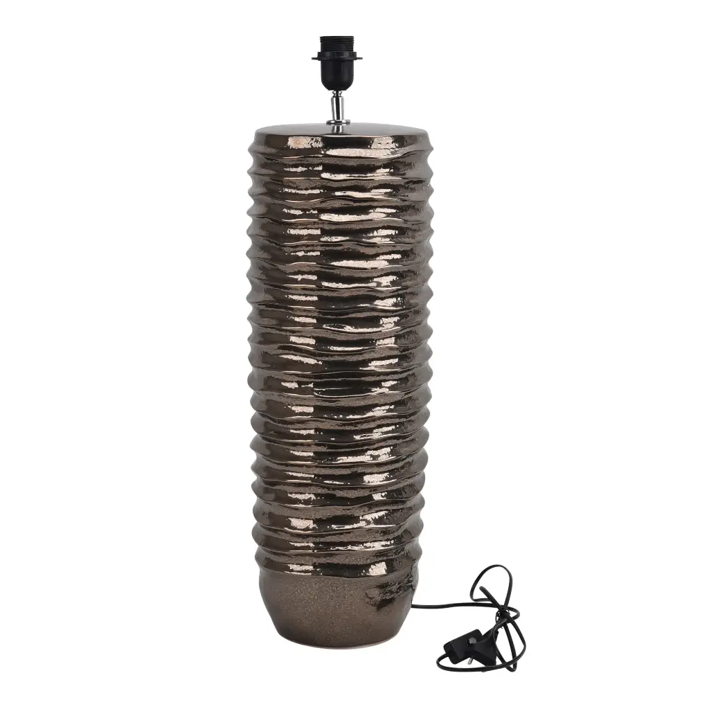 Rikkah Copper shiny glazed ceramic lampbase ribbed 22 x 22 x 60 cm