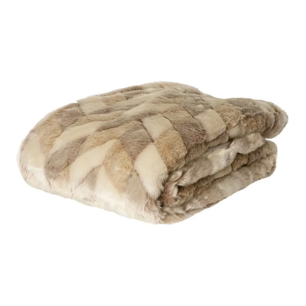 Kathleen Cream artificial fur plaid rectangle S 140 x 170 x 2cm