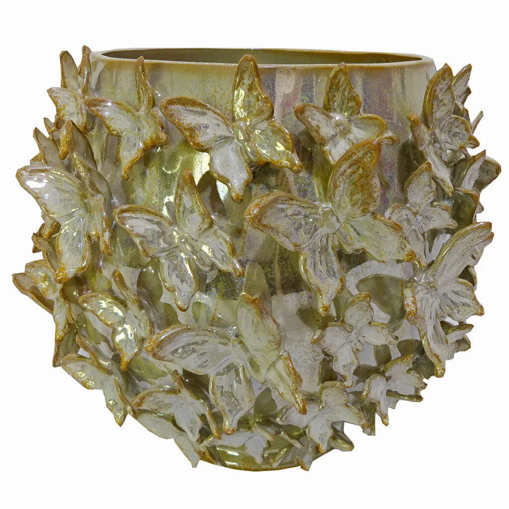 Vase all Butterflies pearl Ø26x23 cm