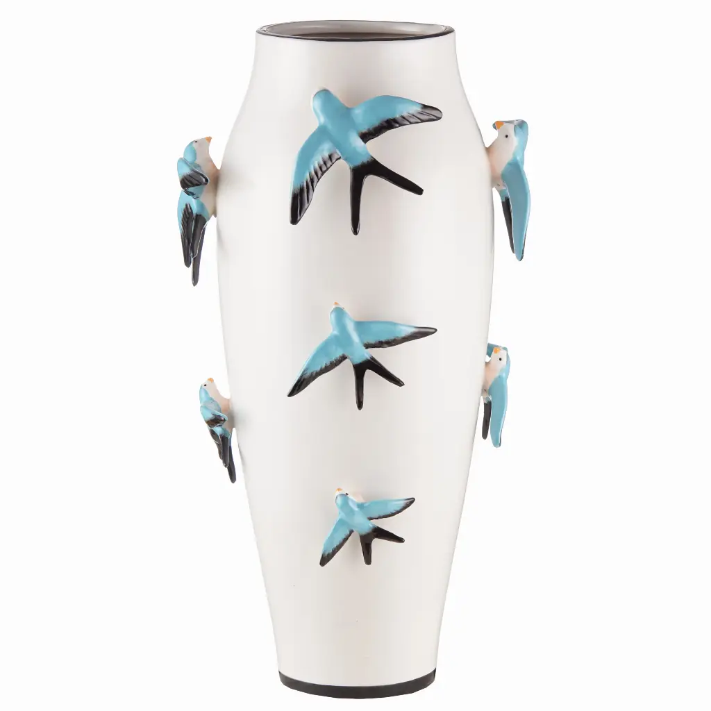 Vase Blue birds ceramic Ø20x38 cm
