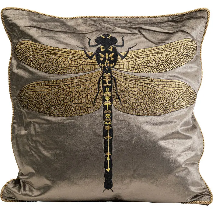 [55242] Cushion Glitter Dragonfly Brown 40x40cm set 2