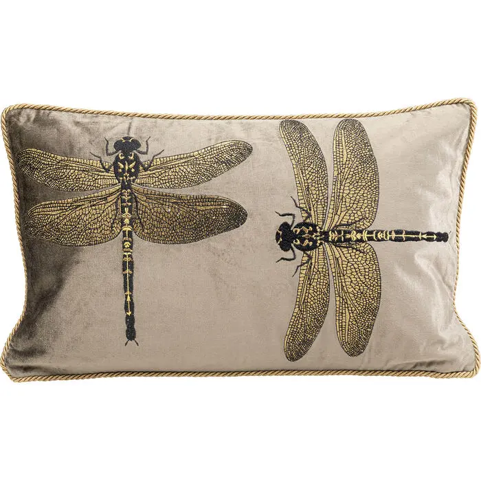 Cushion Glitter Dragonfly Brown 50x30cm set 2