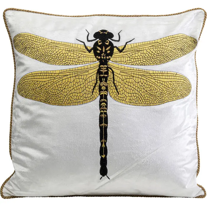 Cushion Glitter Dragonfly White 40x40cm set 2