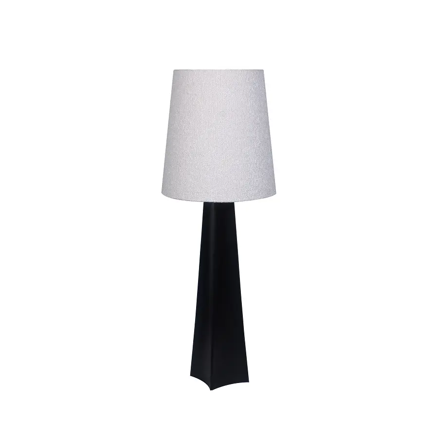 [470-930] FLOOR LAMP 'ARHUS' BLACK MATT+WHITE BOUCLÉ SHADE 128h