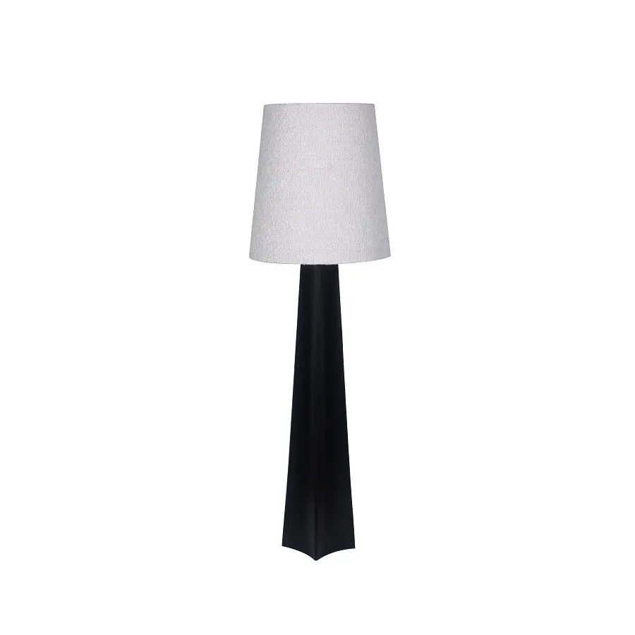 [470-931] FLOOR LAMP 'ARHUS' BLACK MATT+WHITE BOUCLÉ SHADE 151h