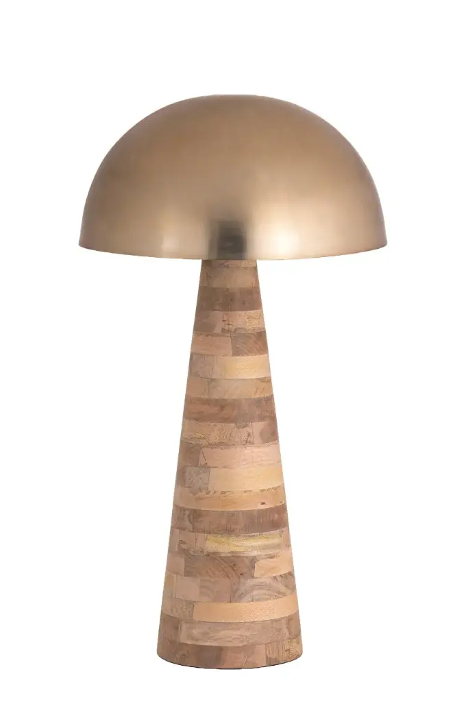 [490-168] FLOOR LAMP 'PEYO' MANGO + SHADE GOLD MATT D51x95h