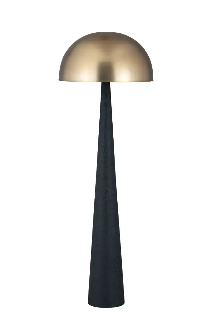 [490-170] FLOOR LAMP 'PEYO' BLACK MATT+SHADE GOLD MATT 145h