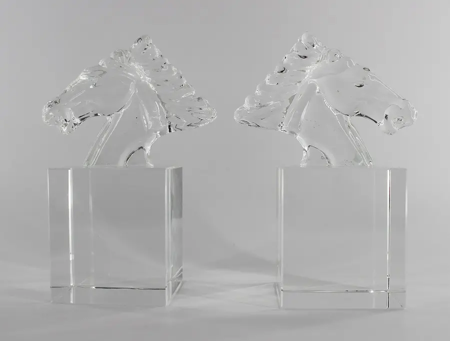 [160-918] CRYSTAL HORSE HEAD BOOKEND 11,4x8x17h (x2)