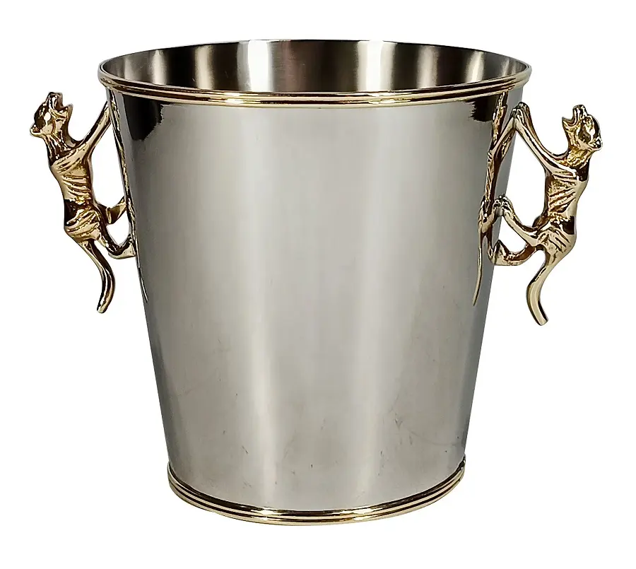 [690-914] CHAMPAGNE COOLER NICKEL/GOLD 'JAGUAR' D20x27h