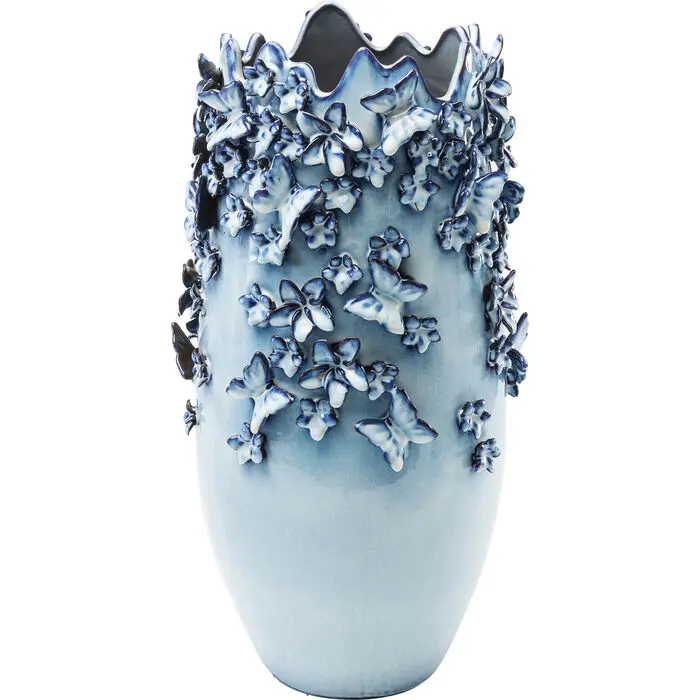 Vase Butterflies Lightblue 28x28x50cm