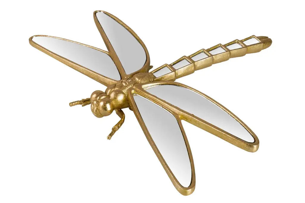 GOLDEN RESIN MIRRO DRAGONFLY 32x25x4 CM