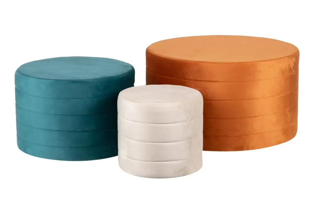 VELVET SET 3 PUFFSS 80x80x45 60x60x40 40x40x35 CM