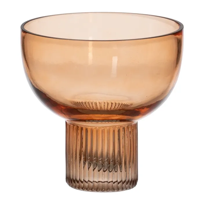 VASE BROWN GLASS. DECORATION 15 X 15 X 15 CM