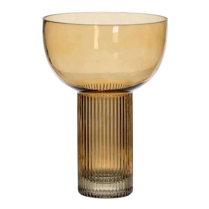 VASE BROWN GLASS. DECORATION 18 X 18 X 25,50 CM