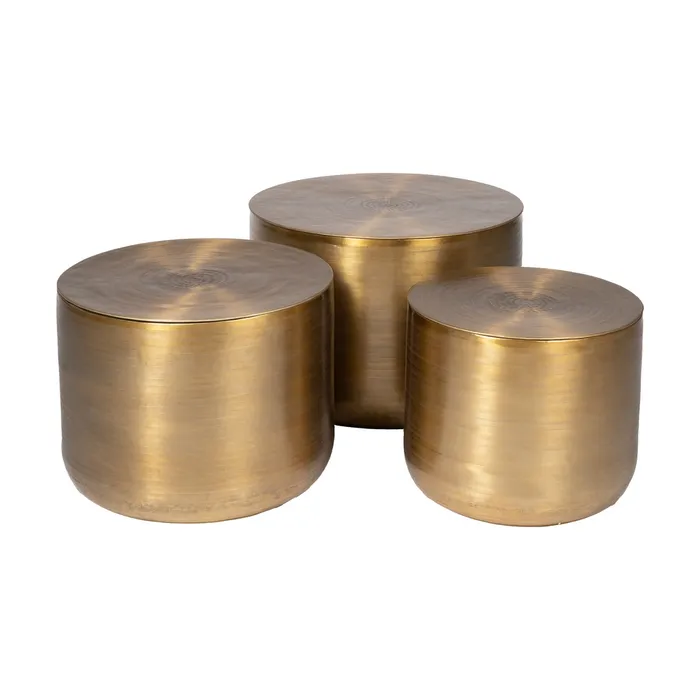 S/3 SIDE TABLE OLD- GOLD METAL 58,50 X 58,50 X 41,90 CM