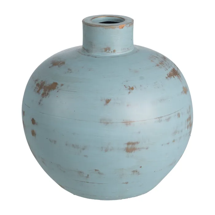 VASE TURQUOISE TERRACOTTA DECORATION 30 X 32 X 29 CM 