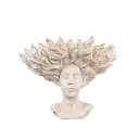 Kimbere Cream cement face shaped statue hair S 38x21.5x30cm