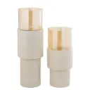 Soon Cream iron floor stormlight luster glass Set L 33x33x99cm, S 33x33x75cm