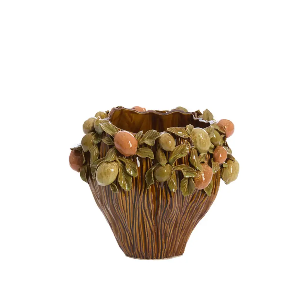 Vase deco Ø38x33 cm LEMONI ceramics brown-orange+green
