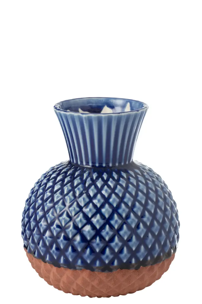 VASE LEO ROUND PORCEL BL/TER L (21,5x21,5x25cm)