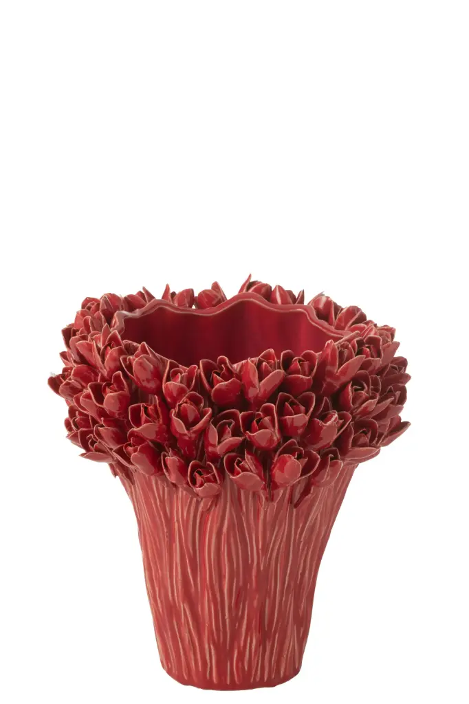 [54492] VASE AMBROSIA CERAMIC RED M (28x28x29cm)