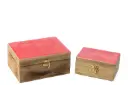 S/2 BOXES HEART MANGO WD PINK (20x15x10cm)