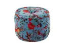 POUF RD BIRDS/FLOW COT VELV BL (40x40x30cm)